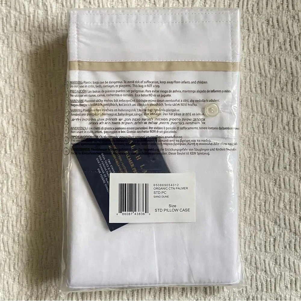 Ralph Lauren Organic Cotton Percale Palmer Standard Pillow Case in Sand Dune